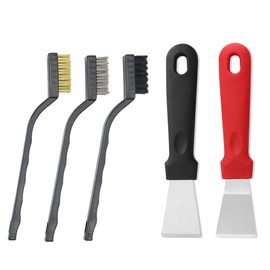 3 Pcs Wire Brush Set with 2 Cleaning Scraper Stainless Steel Multifunctional Wire Scraper Brush for Cleaning Rust and Heavy Dirt