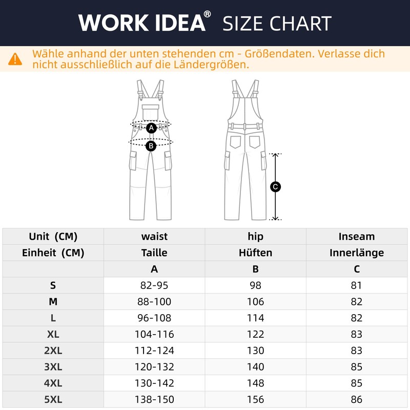 WORK IDEA Work Dungarees for Men Multi Pocket Technology Men's