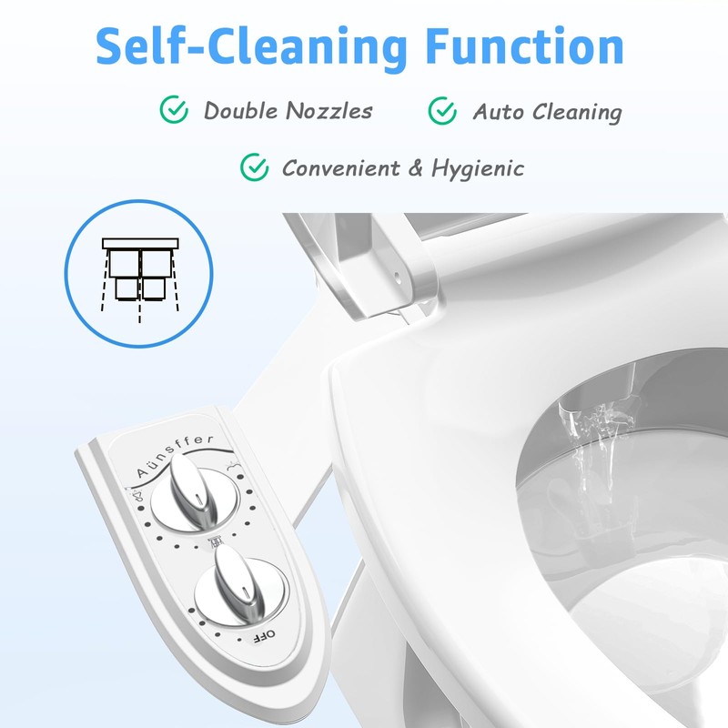 Aünsffer Bidet Toilet Attachment,Non-Electric 3 Wash Modes, Adjustable Water Pressure,
