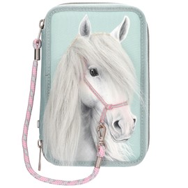 Depesche Miss Melody 13692 Triple Pencil Case with Horse Head Appliqué