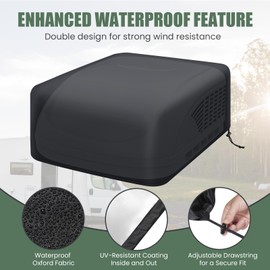 RV Air Conditioner Cover,RV Covers for Winter, AC Covers for Winter Compatible with Coleman Mach I/II/III,Mach 3 Plus,Mach 15,Dometic Brisk II(BLACK, 31.5"L x 31.5"W x 14.96"H)