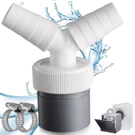 Dishwasher and Washing Machine Drain Adapter Double Connection Y with Outlet for Pipe Diameter 40 mm and Input Diameter 18-24 mm Set for Washing Machine, Dishwasher, Dryer, Garden Hoses