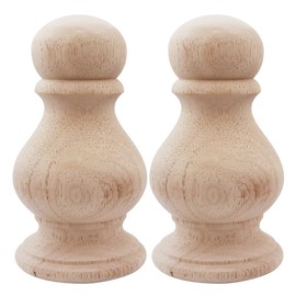 Btibpse Unfinished Wood Finial Newel Post Cap Bedpost Finial for Bed Rod Finials Flagpole Topper Crafts Pack of 2 Large Craft Finials (Style 2)