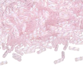 Dyna-Mites 50 Grams(840) Dyna-Mites Twist Tube 6mm Rainbow Light Pink Spiral Bugle Beads