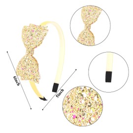 Glitter Bow Headbands for Girls - 6pcs Sparkling Shiny Elastic Headbands,Cute Girl's Hair Accessories for Parties, Holidays, and Daily Wear