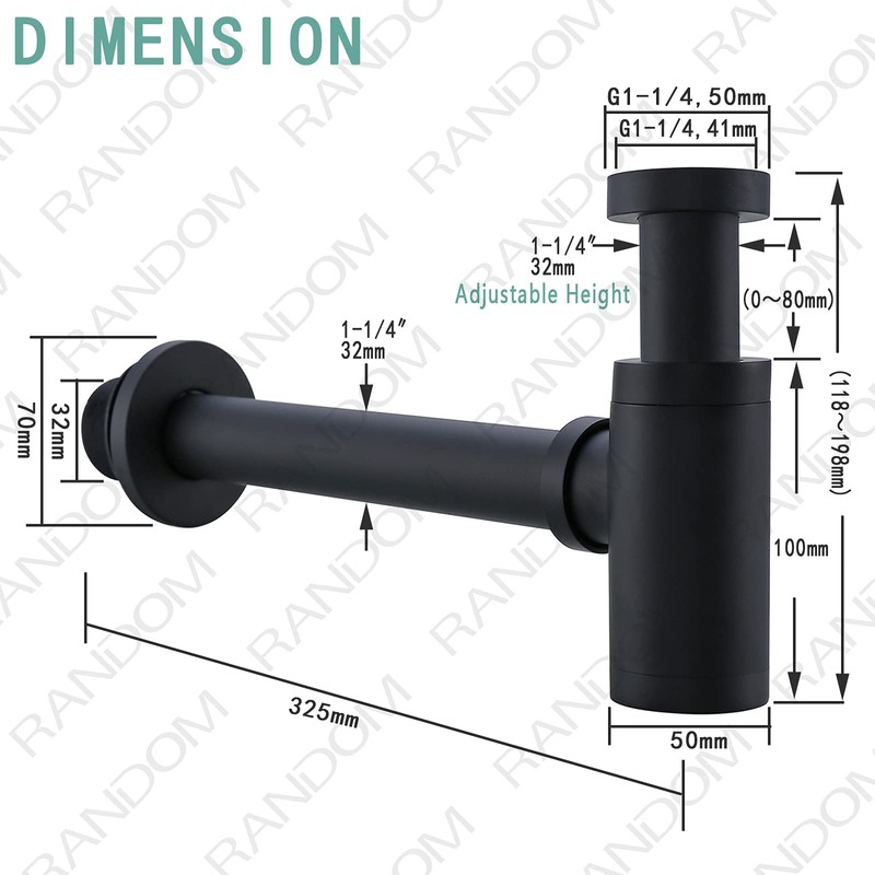 RANDOM Brass Contemporary Round Bottle P Trap 1 1/4,Basin Sink