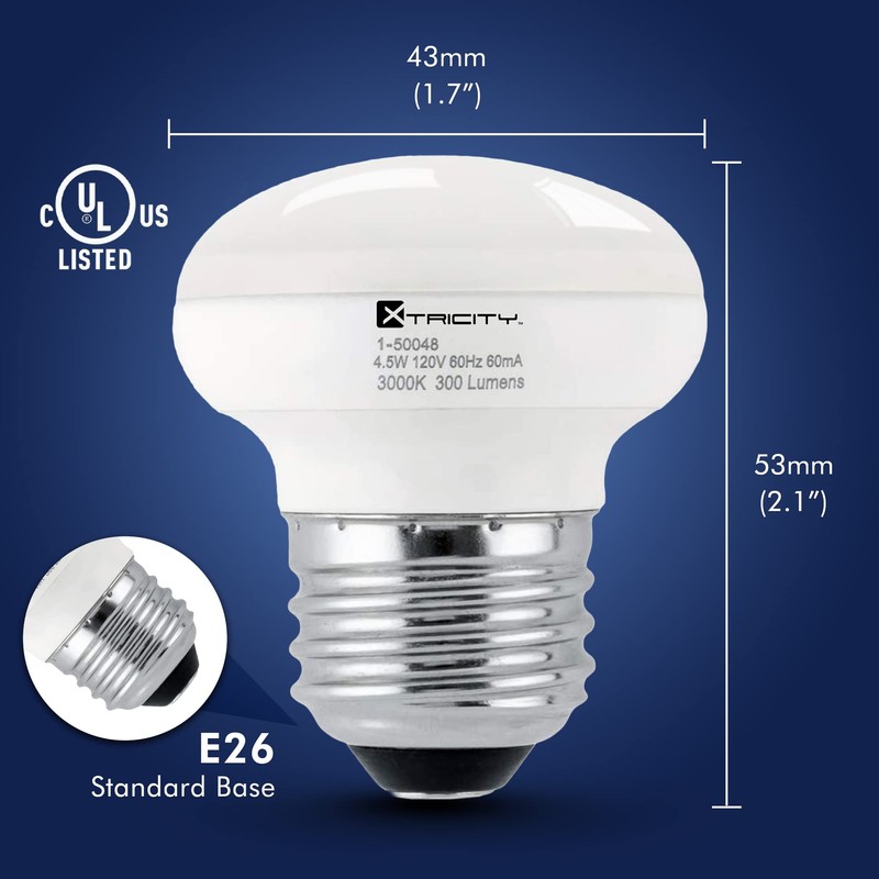Xtricity R14 LED Light Bulb, 4.5w (40w Equivalent), Dimmable, 300