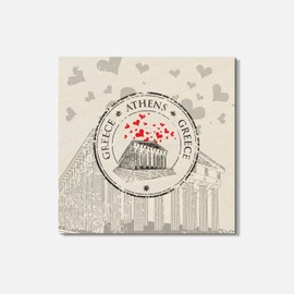 Unbranded Athens Greece Grunge 4'' X 4'' Square Wooden Coaster