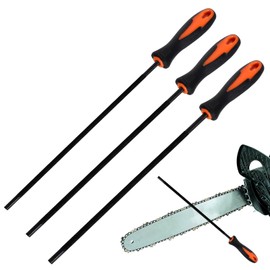Kioiner 3 Pcs Chainsaw Chain Sharpening Files, 5/32, 7/32, 3/16 Inch, Round Carbon Steel Chainsaw File with Plastic Handle for Chainsaw Chain Chain Saw Polishing
