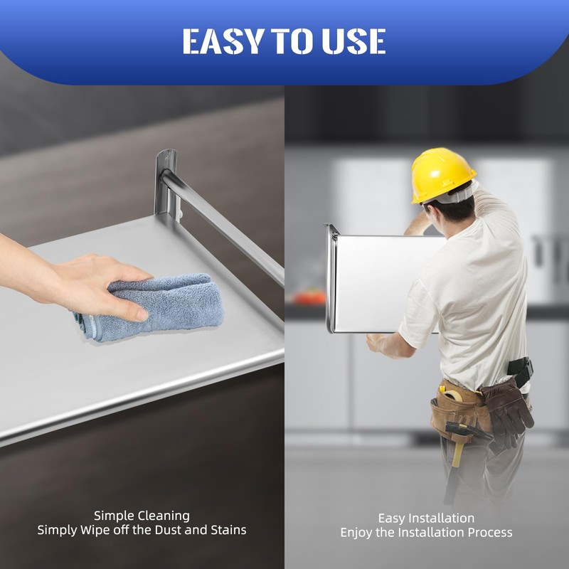 LIAPDG Microwave Shelf Wall Mount, Stainless Steel Microwave Shelf Wall