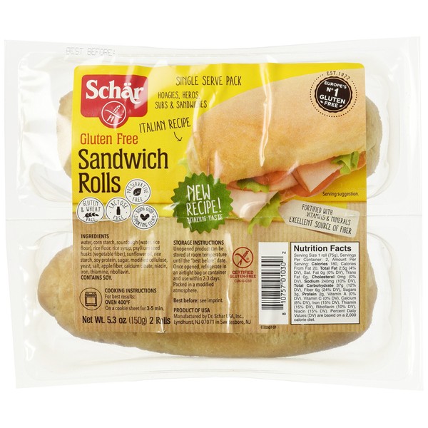 Schar Gluten Free Sandwich Rolls, 5.3-Ounce