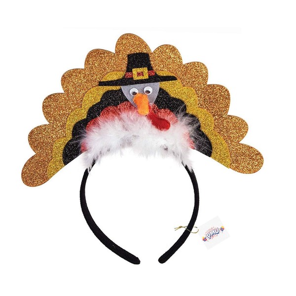 PMU Thanksgiving Pilgrim Turkey Headband w/Marabou (1/Pkg) Pkg/1