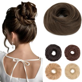 Benehair Hair Scrunchies Curly Hair Buns Hairpiece Messy Bun Synthetic Ponytail Bun Extensions Light Brown Hair Pieces for Women (Light Brown, 55g)