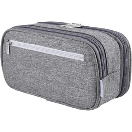 Large Capacity Pencil Case Big Pencil Bag Pouch High Storage 3 Compartments Pen Marker Holder Cases Office Stationery Organizer Supplies Makeup Bag Men Women (Gray, 8.3 * 4.1 * 2.4inch)
