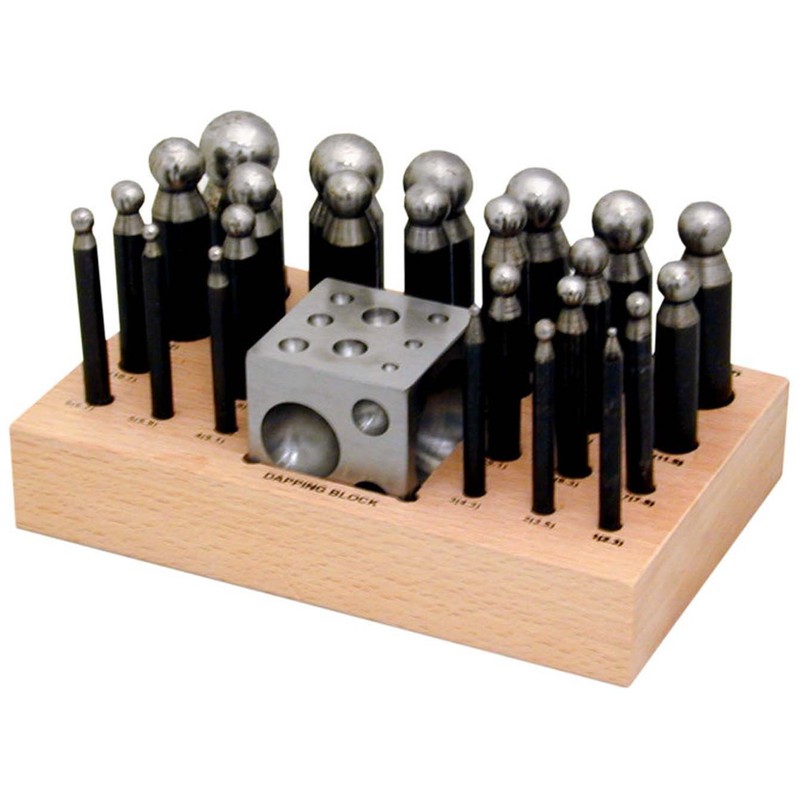 SE 25-Piece Doming Punch and Dapping Block Set with Wooden
