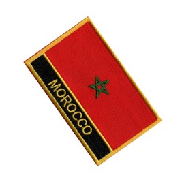NEGNME - Parche militar bordado para planchar o coser con la bandera nacional de Marruecos, 2 piezas (rojo Marruecos, rectangular, 8 x 5 cm)