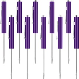 10 Pieces Pocket Screwdriver Mini Tops And Pocket Clips Pocket Screwdriver Magnetic Slotted Pocket Screw Driver with A Single Blade Head for Mechanical, Electrician (Purple)