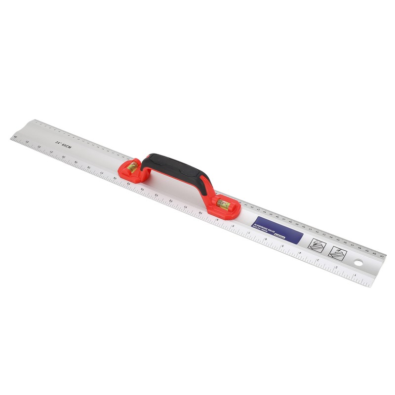 Aluminum Straight Edge Ruler with Handle Bubble Metal Centimeter Inch