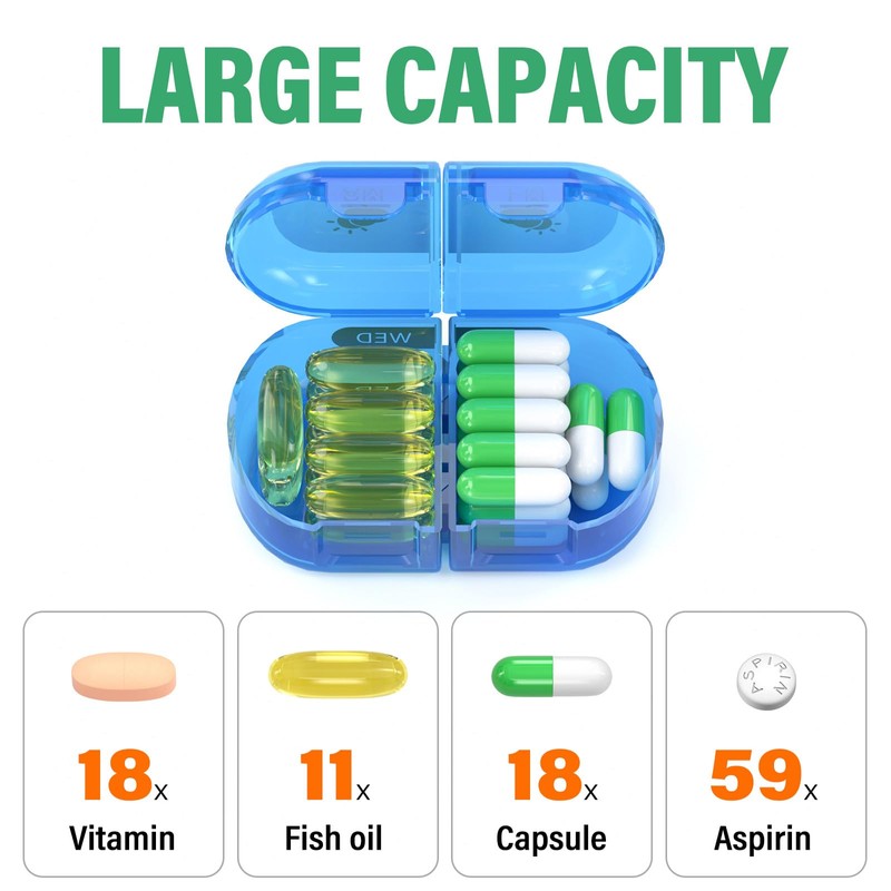 Codcaw Weekly Pill Organizer 2 Times a Day, Moisture-Proof, Detachable