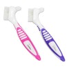 2 x Denture Brushes ~ Rubber Grips, Easy Hold Handle,