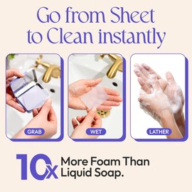 FOMIN - Antibacterial Paper Soap Sheets Tin for Traveling - (100 Sheets) Lavender Portable Travel Hand Soap Sheets, Dissolvable Mini Camping Hand Soap for Hand Washing