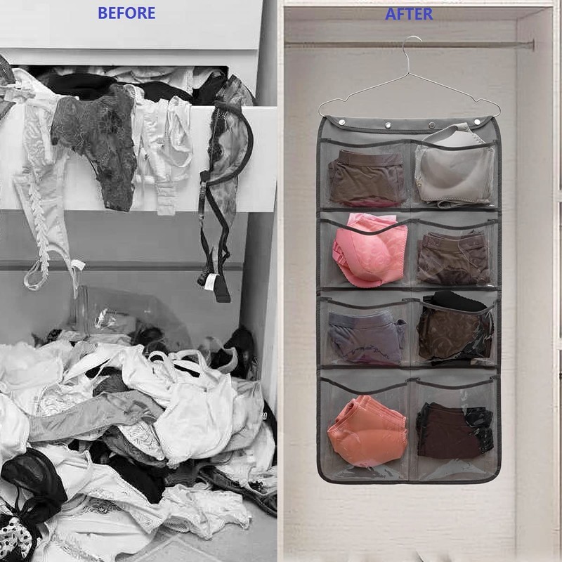 ANIZER Dual Sided Hanging Closet Organizer Durable Socks Stocking Clothes