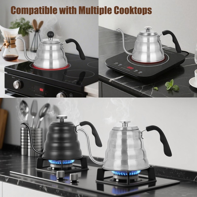 Stainless Steel Tea Kettle 800ml W/O Thermometer Gooseneck Kettle for