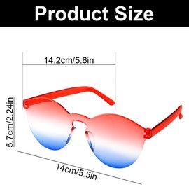 Thyonta 4PCS Red, White and Blue Sunglasses Comfortable Independence Day Decorative Rimless Party Glasses for Beach and Pool Photos