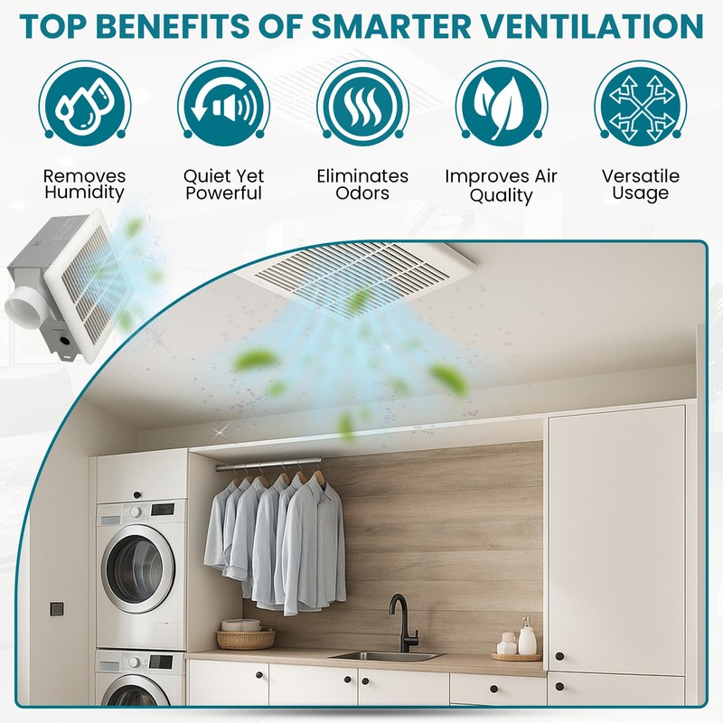 Harrier Hardware Bathroom Exhaust Fan 70 CFM Super Quiet 40dB