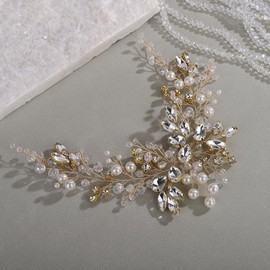 Rumtock Rhinestones Headband for Wedding Brides Bridesmaid Gold Hair Comb Women Special Occasion Headpiece Jewelry (Gold)