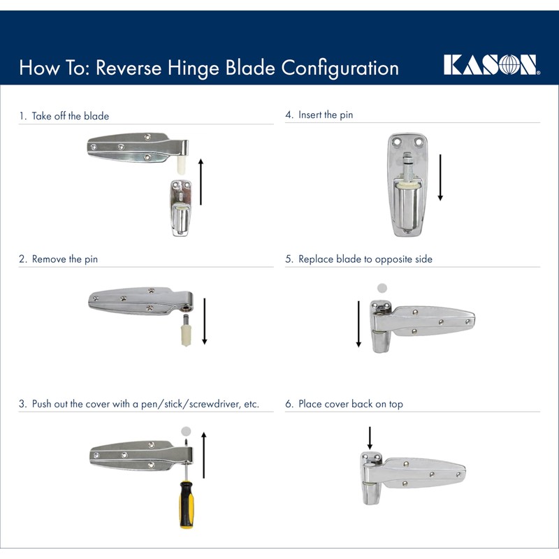 Kason 1245 Reversible Cam-Rise Hinge, Flush, 11245000028
