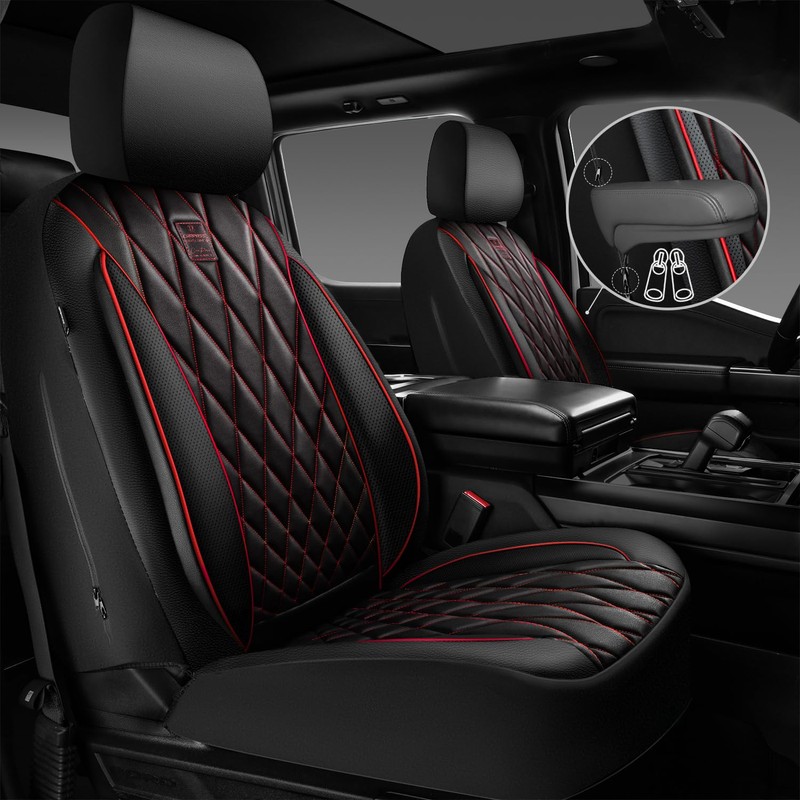 CAR PASS Piping Luxury Leather Seat Covers Full Set,5 Seats