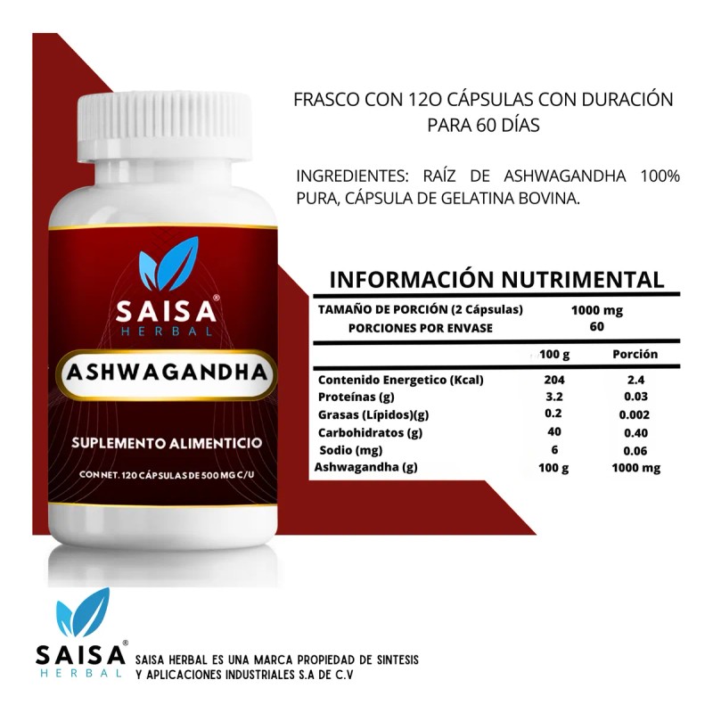 Raíz Ashwagandha De 240 Caps Antiestres Suplemento Natural