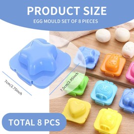 8 Pieces Egg Shaper for Boiled Eggs - Onigiri Mould, Boiled Egg Mould, Egg Shaper, Sushi Rice Mould, Plastic Set of 8 - Non-Stick Easy to Clean for Home, Office, Camping - Random Colours