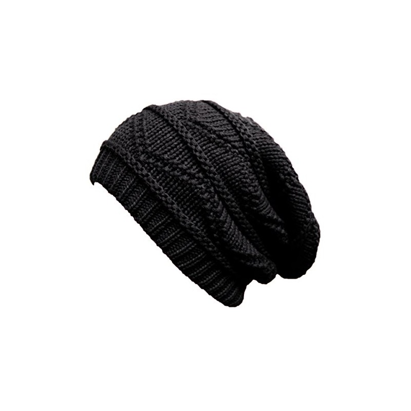 TOSKATOK Ladies Knit Slouch Winter Hat/Beanie -Black-A
