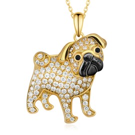 Cehuzeli Pug Necklace S925 Sterling Siver Pug Gifts for Women Pug Jewerly Gift for Women, Sterling Silver, Zircon