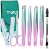 Triko Set 7 Pinzas para Cejas, Kit Profesional Acero Inoxidable,