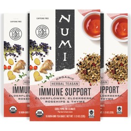 Numi Organic Immune Support Herbal Tea – 48 Herbal Tea Bags – Caffeine Free Blend with Elderflower Elderberry Rosehip & Thyme for Daily Immune Wellness & Comfort
