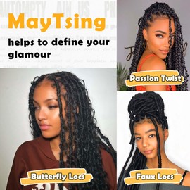 MayTsing Spring Twist Bulk Human Hair for Crochet, Spring Twists, Passion Twists, Butterfly Locs and Mini Twists, 100% Afro Kinkys Bulk Human Hair, Can be Dyed and Bleached 1b,50g