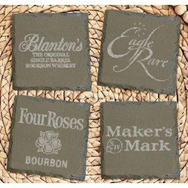 Set Of 4 Kentucky Bourbon Trail Stone Slate Coaster Gift Pappy Woodford Maker