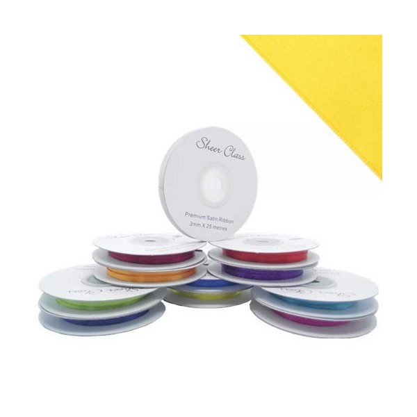 25M Single roll of Double Faced Satin Ribbon 3mm, 6mm,