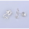 Sterling Silver Cat Kitten Outline Stud Earrings