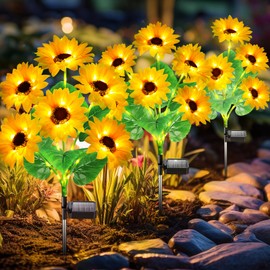 Solar Lights Outdoor Garden Decor, Upgraded 6 Pack with 36 Sunflowers, Auto On/Off Solar Flowers, Waterproof Garden Lights for Yard Patio, Gift for Mother