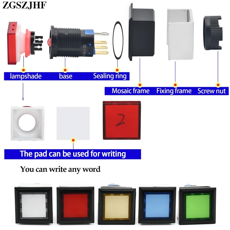 Square Momentary Push Button Switch Ultra Thin 21 * 21mm