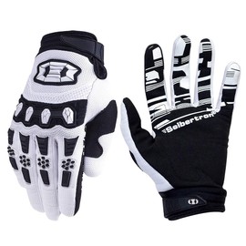 Seibertron Unisex MX ATV MTB Racing Gloves - Full Finger Touchscreen Glove for Bicycle Cycling Mountain Biking Motorcycle and Motocross White M