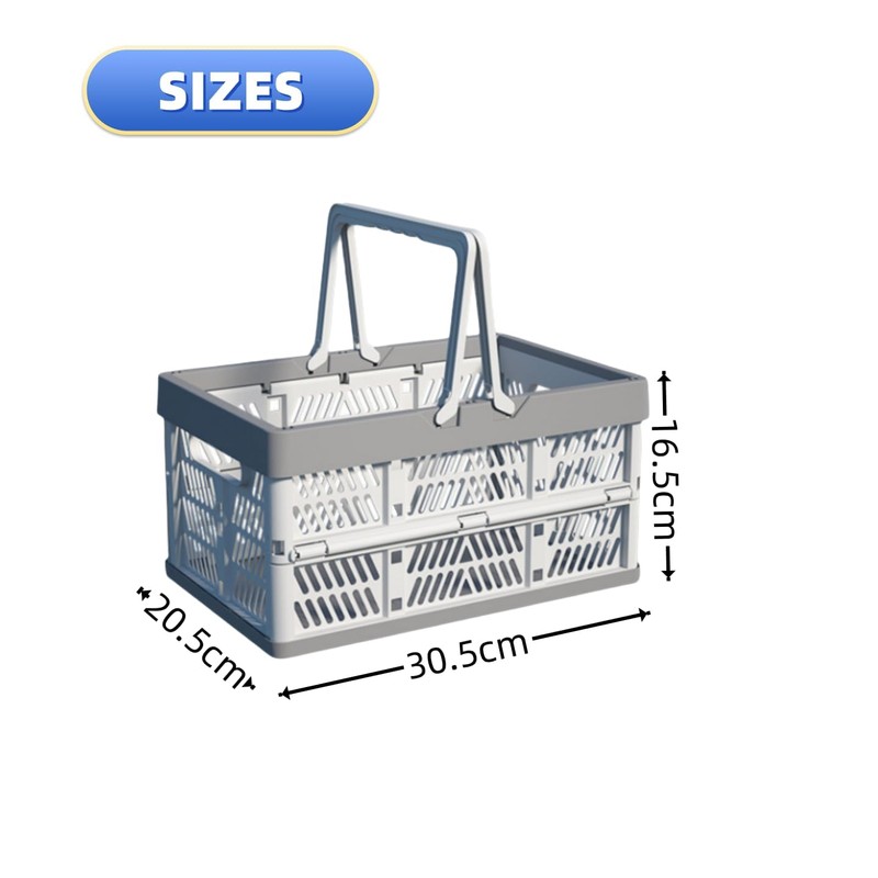 ZANZER Collapsible Storage Crate -9L Foldable Handle Crate Storage Basket