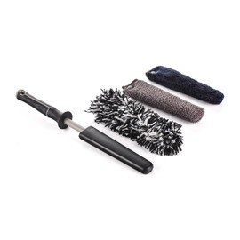 Detail Factory - Wheel Brush Mini with Interchangeable Microfiber Covers - Ultra-Soft Cleaning, Washing and Detailing Wheels, Tires, and Rims - Grey