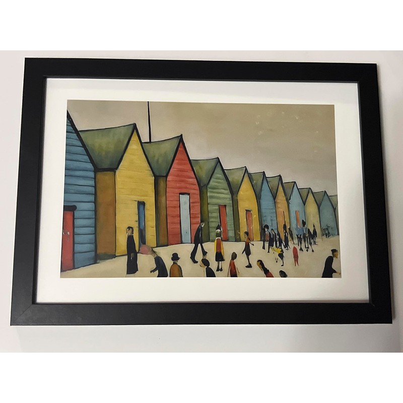 Greetingles Lowry-Style Framed Print. Beautiful Black Ash Frame (Lowry, LS