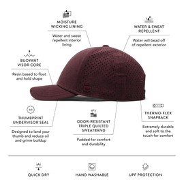 melin A-Game Hydro, Heather Maroon, Men’s Performance Snapback Hats, Water-Resistant Fitted Baseball Caps for Men & Women, Golf, Running, or Workout Hat, XL