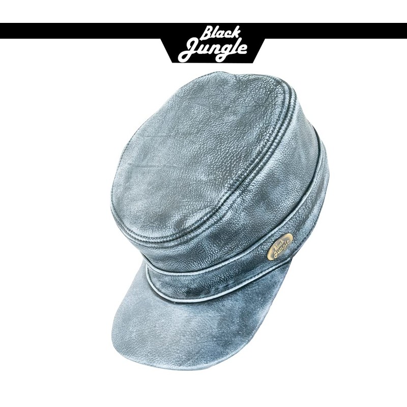 Black Jungle Castro Army Leather Cap Military Cap Biker Cap
